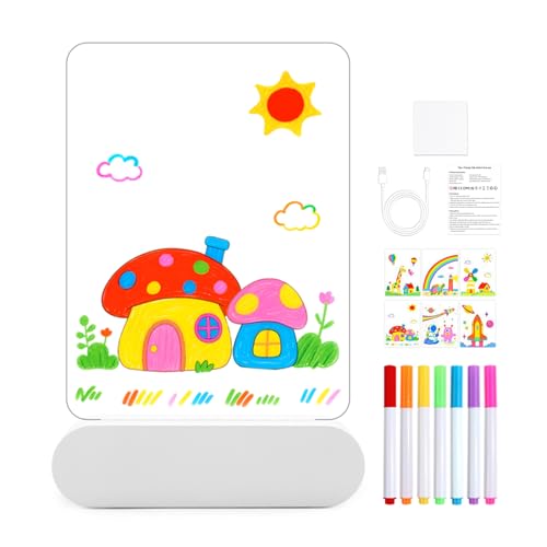 Fenayuu Tablero De Dibujo Luminoso Para Niños,Juguete 3D Con Luz LED Recargable Y Borrable,Pizarra de Escritura y Notas con Colores | Para Hogar Escuela Viajes Y Juego En Casa De Niños Y Adolescentes
