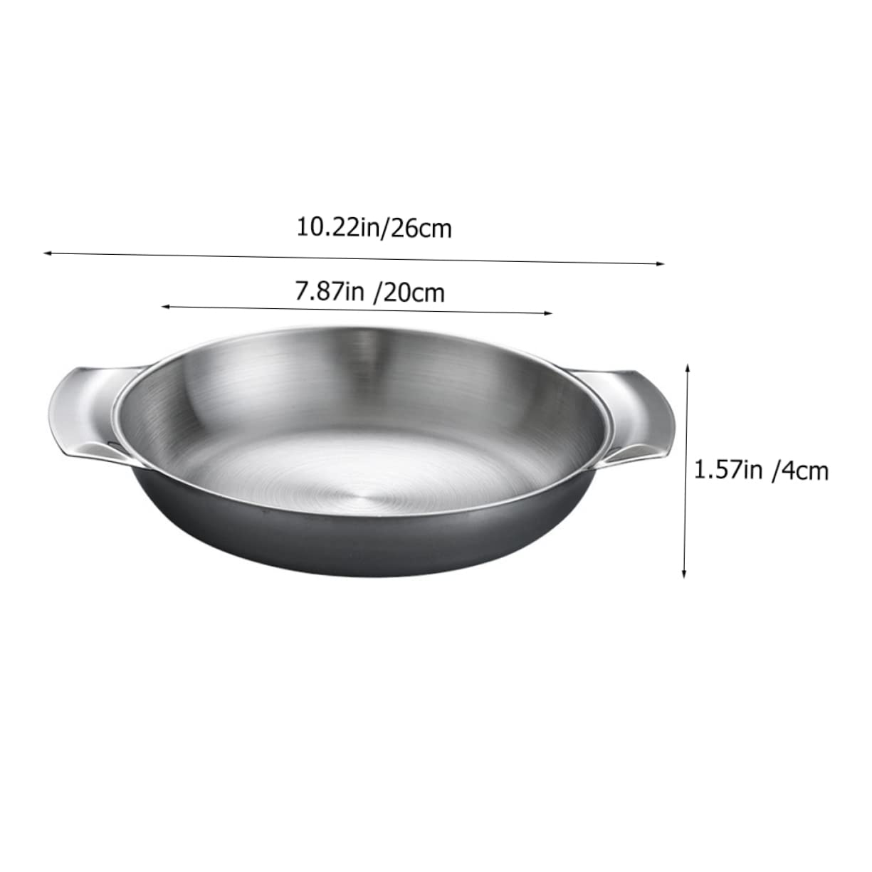ABOOFAN Stainless Steel Griddle Casserole Pan Long Double Handles for Hot Pot Korean Cooking Serving Pan Smooth Surface for Cooking
