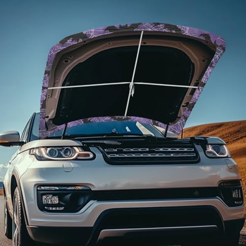 Image of Car Hood Cover Protector Bat Spider Web Print Waterproof Car Hood Wrap Blanket Auto Flag Automotive Halloween Exterior Accessories for Sedans SUVs Pickups Trucks Jeeps