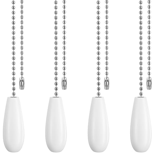 Image of 4 Pcs Fan Pull Chain Extension 12.6 Inches Wooden Decorative Pendant Extension Chains Light Pull Chain Extensions White Pull Chains For Ceiling Fans And Lights Fan Extensions Chain Ornaments