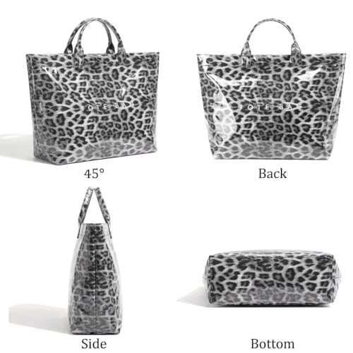 Image of PVC Tote Bag Gifts for Women Large Tote Purse Kraft Paper Letter Print Hobo Handbags for Work Beach Shopping Travel