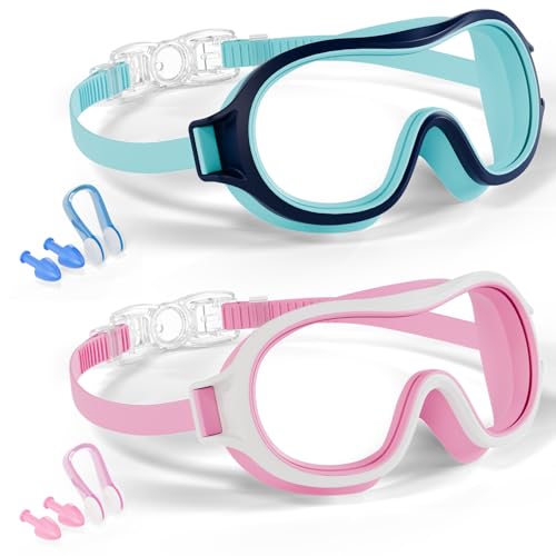 Aegend 2 Pack Swim goggles for Kids 3-15, Anti-Fog Anti-UV Wide Vision Waterproof, No leak Swimming goggles for Boys Girls