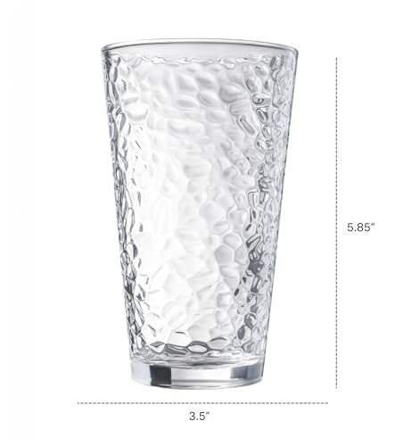 Le'Raze GL904 Set Of 10 Hammered Glass Cups, 16Oz. Dishwasher Safe Cocktail Drinking Glasses - Clear Heavy Base Stemmed Water Glasses thumb #6