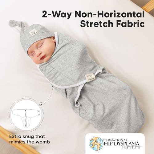 Image of KeaBabies 3-Pack Swaddles for Newborns, Girls, Boys with Hats - Organic Soft Baby Sleep Sacks, Breathable Baby Swaddle 3-6 Months Beanies Set, Premie Infant Sleep Sack 0-3 Months (Aspire)
