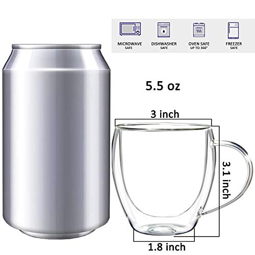 Youngever 2 Paquetes 165ML Tazas de Espresso, Vasos de Café Doble, Tazas de Café de Vidrio - Imagen 3