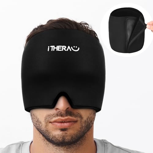 Image of iTHERAU Migraine Relief Cap, Soothing Headache Hat, Gel Ice Pack Head Wrap with Hot and Cold Therapy, Headache Relief Cap for Sinus, Puffy Eyes, Tension and Stress Relief