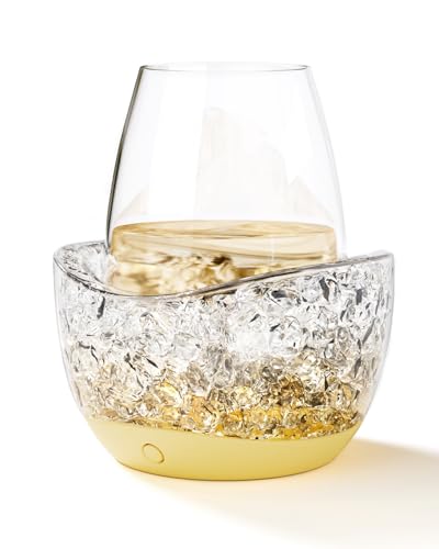 Wine Chiller for Glass Stemless Wine Glass Chiller Keeps Your Glasses of Vino Cold 10 Color Light Modes Separable Wine Essentials Accessories (ORANGE)