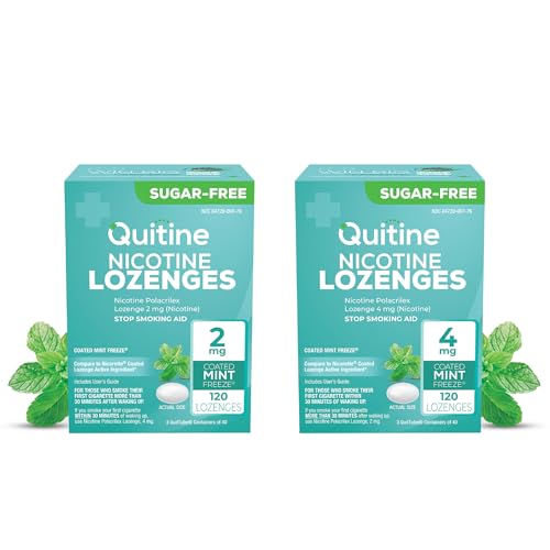 Quitine Nicotine Lozenges Step-Down Bundle – 2mg and 4mg Mint Flavor, Stop Smoking Aid – Affordable NRT to Relieve Cravings | Long-Lasting Flavor, 240 Count, Smoking Cessation That Works