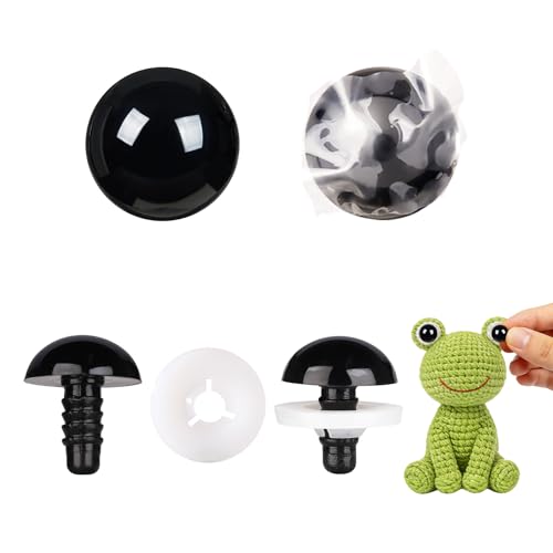 Vanblue Upgraded Safety Eyes for Crocheting 15mm 40pcs Scratch-Resistant Black Crochet Eyes with Eco-Friendly Washer Snap on Easily and Securely Strong Amigurumi Eyes Smooth Edges for Stuffed Animals