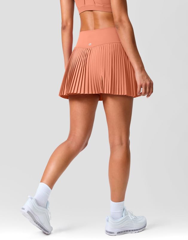 SANTINY Womens Pleated Tennis Skirt with Built-in Shorts & Pockets