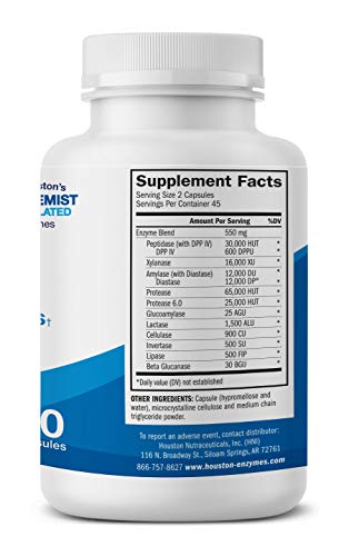 Houston Enzymes Trienza | Broad-Spectrum Enzymes For Digestive Intolerances | Supports Digestion Of Gluten, Casein, Soy, Proteins, Carbohydrates, Sugars, Fats & Phenols (90 Capsules) #TOP2