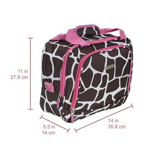 Image of Rockland Fashion Softside 2 Piece Luggage Set, Expandable, (14 inch Tote /19 inch Upright), Pink Giraffe