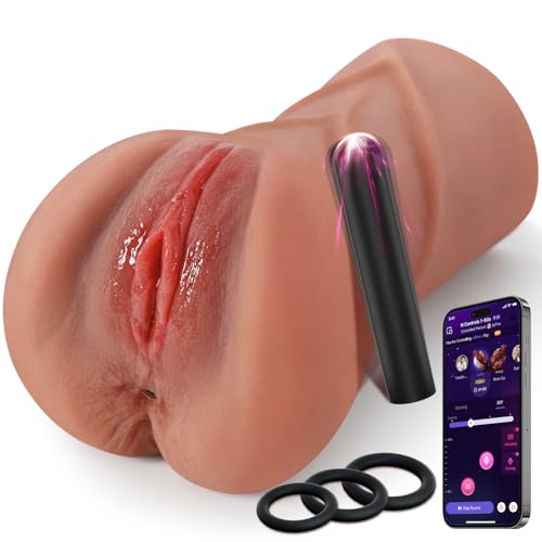 Kismloit 4in1 Male Sex Toys Penis Pump, AI Sync Control Couple Bullet Penis Vibrator, Mens Masturbator 3D Realistic Textured Penis Enlarger Adult Toys Sex Toys4mens UK Stroker with 3 Penis Ring