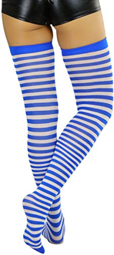 Image of ToBeInStyle Women's Opaque Hosiery Thin Striped Thigh High Long Stocking