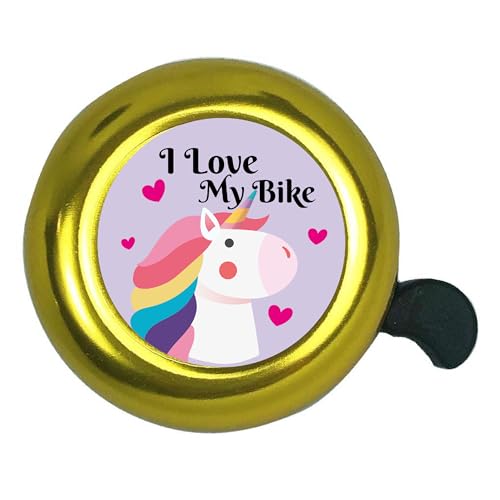 ABSOAR Cycling Unicorn Bike Bell for Boys Girls with Loud Clear Sound, Bicycle Bell Scooter Bike Horn Ringtone Alert Cute Cycling for Toddler Children (Gold)