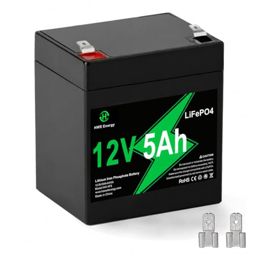 12V 5Ah Rechargeable Lithium Battery 4000+ Deep Cycle LiFePO4 12 Volt 5 Amp Replacement Battery for Liftmaster 485LM 8500W/Chamberlain 41A6357-1 Garage Door Opener DJW12-4.5 Home Alarm F1 F2 Terminal