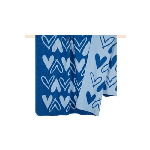 PAD - Manta, manta - Corazón - Azul - 70% algodón, 30% poliacrílico - 150 x 200 cm