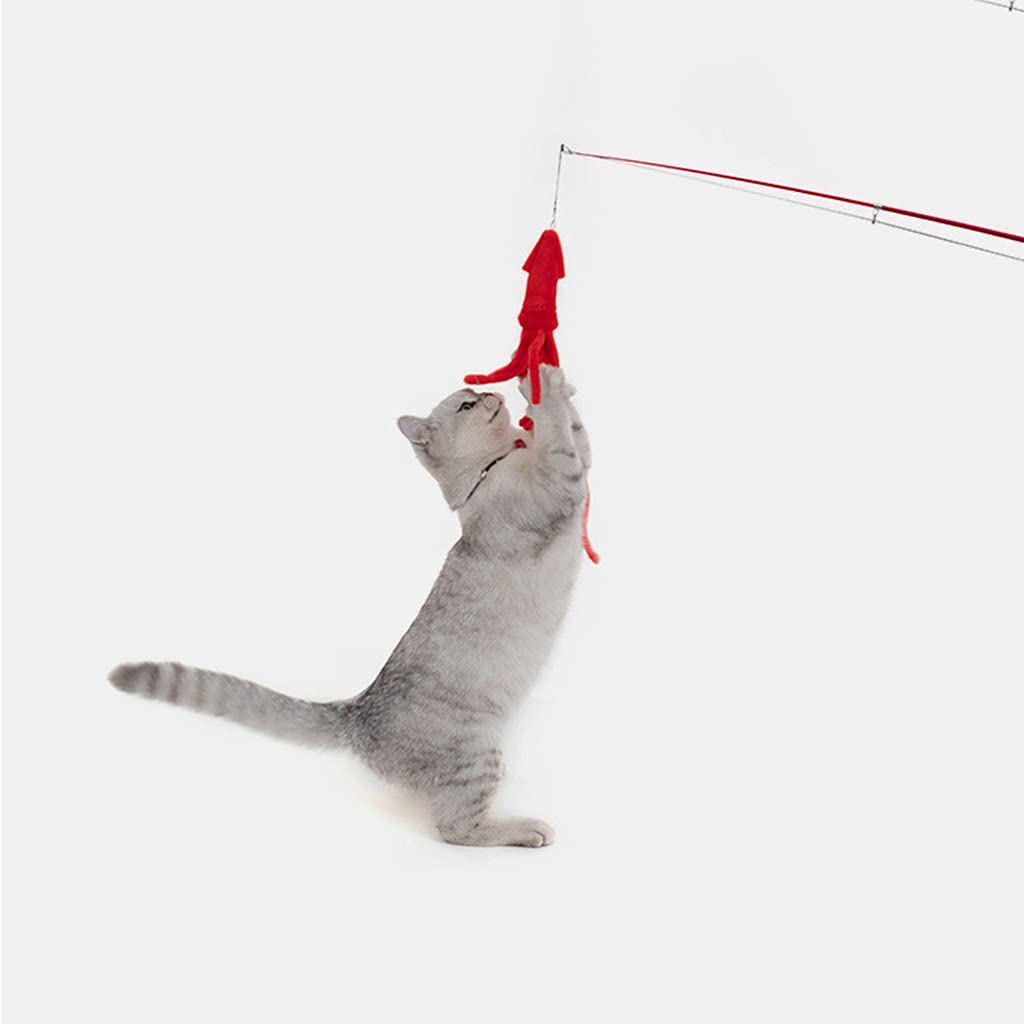 Jouet interactif pour chats avec bâton rétractable en peluche mignonne et flexible pour chaton