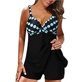 Fulidngzg Badekleider Damen Große Größen Zweiteilige Push Up Sexy Bauchweg Sportlich für Mollige Tankinis Oberteil mit BH Bademode Beachwear Badeanzug