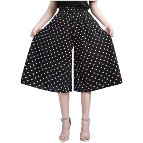 lozssnigzi Pantalon Jupe Femme Décontractée Mi Longue Fluide Large Pantalons Été Ample Taille Elastique Pantalon Boheme Léger Chic Jupe Culotte avec Poches