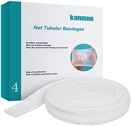 Konmee Tubular Bandage Elastic Net Wound Dressing Elastic Dressing Retainer Tubular Stretch Elastic Gauze Bandage Size 4 for Palm, Wrist and Forearm, Arm,Leg,Foot, 32.8FT Long