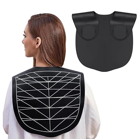 Silicone Hair Cutting Collar Cape with Guide Lines, Waterproof Weighted Neck Wrap for Hair Cutting & Hair Dye, Reusable Professional Barber Salon Cutting Mat, Stylist Neck Guard Black-image-6