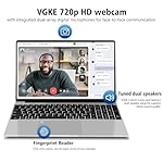 VGKE 15.6" Laptop Computer, Full HD 1920 * 1080p Laptop with Backlit Keyboard, Intel Celeron Quad-Core J4125 Processor, 12GB DDR4 RAM 256GB SSD, Webcam, Fingerprint Reader, Silver - Image 5