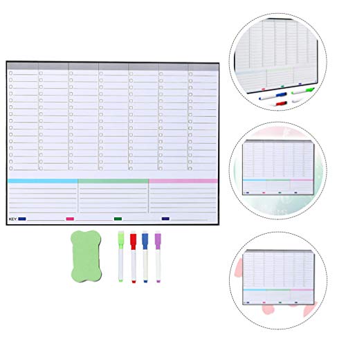 NUOBESTY Quadro gráfico planejador semanal e diário, calendário de geladeira 2021, com apagador a se