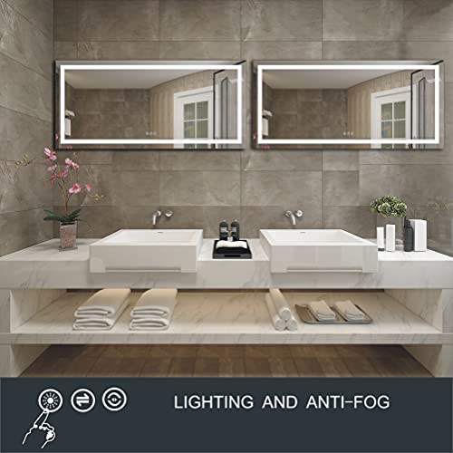 Maihauz 72X30 Inch Led Bathroom Mirror,Wall Mounted Vanity Mirror With Light,Anti-Fog Mirror,Memory Brightness Dimmable Makeup Mirror With 3-Color Adjustable Warm/Natural/White Light(Argo 72" Wx30 H) #TOP2