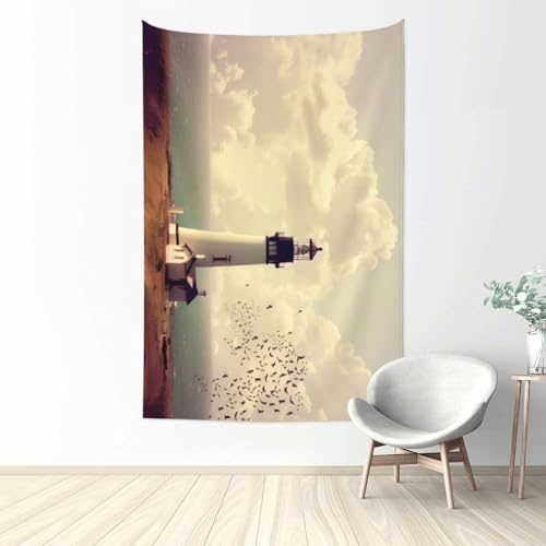 Tapisserie imprimée vieux phare en grand format textile de qualité