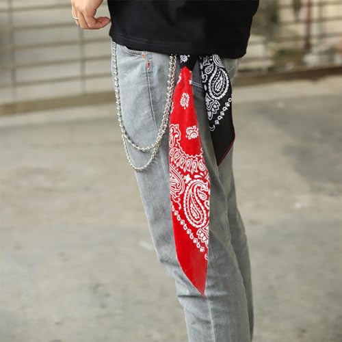 Hiphop Kerchief Pants Chain Bandanas Wallet Chain Ribbon Bikers Headscarf Metal Keychain Bag Pants Jewelry3
