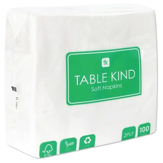 Table Kind 100 weiche weiße Servietten in Großpackung, hochwertige Servietten für Partys, Catering und den täglichen Gebrauch, FSC, nachhaltig und recycelbar, hergestellt in der EU | 2lagig | 33cm