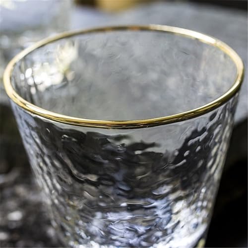 Vasos de agua pequeños de cristal transparente con textura de vidrio martillado 5