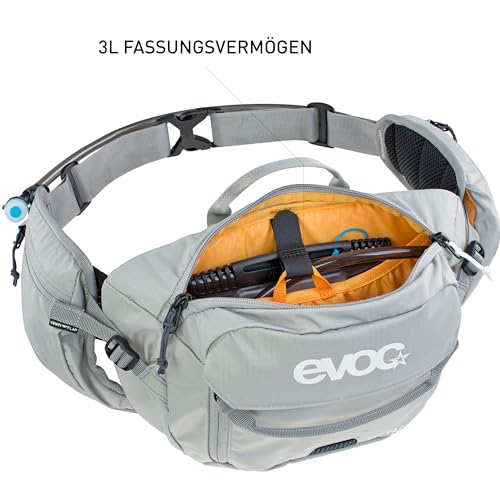 EVOC HIP PACK 3l Hüfttasche Bauchtasche Hüftbeutel (3l Fassungsvermögen, AIRFLOW CONTACT SYSTEM, verstellbarer Hüftgurt, VENTI FLAP-System), Steingrau