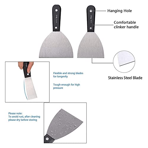 Qees 7 Pcs Drywall Tools,Putty Knife,Paint Scraper Tool With Storage Bag,Stainless Steel Putty Knife Set,Drywall Scraper Spackle Taping Knife For Spreading Drywall Spackle Mud thumb #4