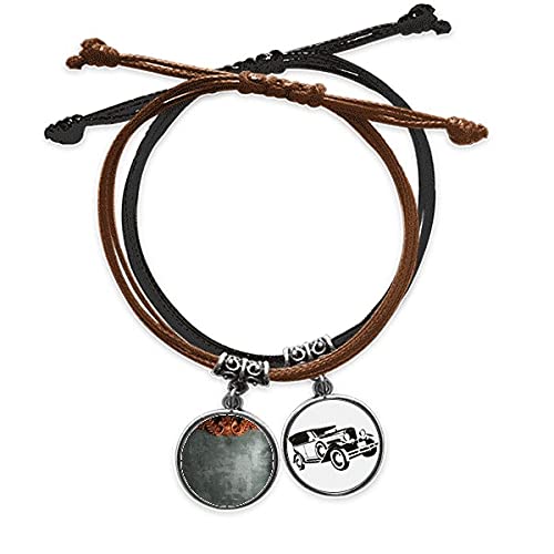 Bracelet corde cuir gris acajou chaîne de main décoration tendance minibus homme femme