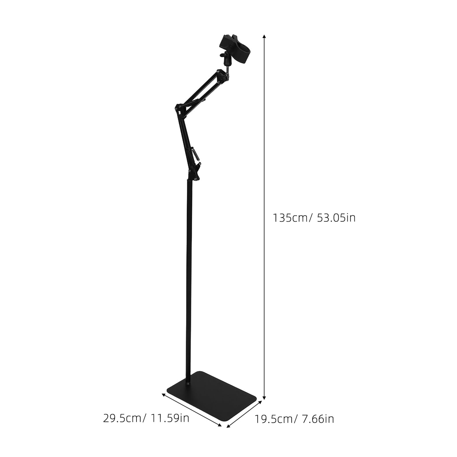 Soporte para Secador de Pelo Manos Libres Ajustable Altura con Base Estable y Pinza Antideslizante Brazo Plegable Giratorio para Salón de Belleza y Uso Doméstico Negro