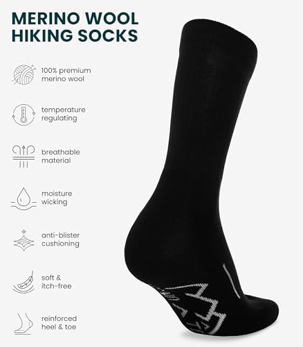 Image of Merino Wool Socks for Men and Women Hiking Merino Wool Boot Socks Thermal Warm Crew Style Work