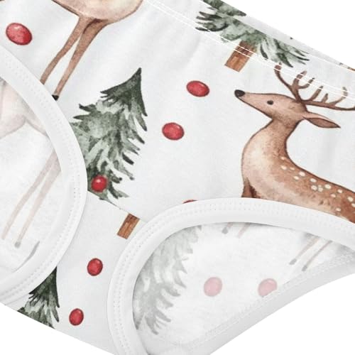 Girls' Organic Cotton Panties Comfort Underwear for Toddler Girls Rustic Xmas Print4