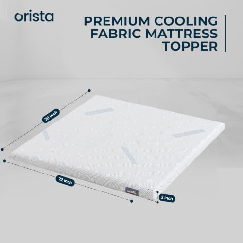 Image of Orista CoolTech Mattress Topper - Self-Cooling Fabric Technology, Up to 4C Cooler Than Regular Fabric | Plush Comfort & Pressure Relief | Breathable Airflow Design | Secure Fit Elastic Straps