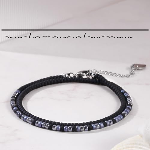 Image of Btysun Inspirational Morse Code Bracelets for Women Men Teen Girl Gifts Best Friend Birthday Gifts for Him Her Adjustable Layered Secret Message Sister Bff Girfriend Sister Christmas Jewelry