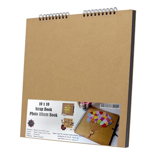 Image of Lakeer 10 inch X 10 inch Black Sketchbook 400 GSM Thick Paper Wireo Bound Hardboard Cover Acid Free 12 Sheets