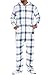 Alexander Del Rossa Mens Fleece Onesie, Hooded Footed Jumpsuit Pajamas, Large Blue on White Plaid (A0320P06LG)
