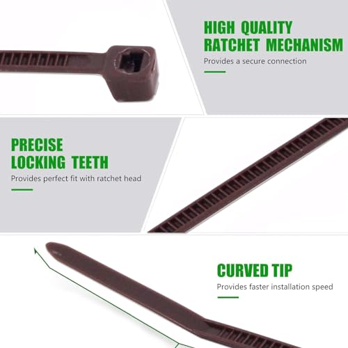 HAODE FASHION Brown Tan Zip Ties 4 Inch 1000 Pack, Small Zip Tie Wrap Durable Plant Ties 18 LBS Strength, Tiny Color Cable Ties Garden Fence Ties Outdoor Indoor, Wreath Decoration Tool(Brown,1000 pcs) — view 3
