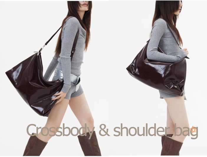 Image of Burgundy Purse Large Tote Bags for Women Hobo Bag Vegan Leather Tote Bag Aesthetics Bag