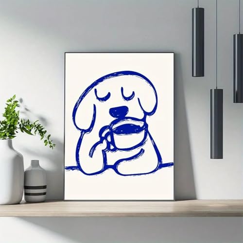 Tableau chien café 30x40 cm pour une déco de chambre cocooning