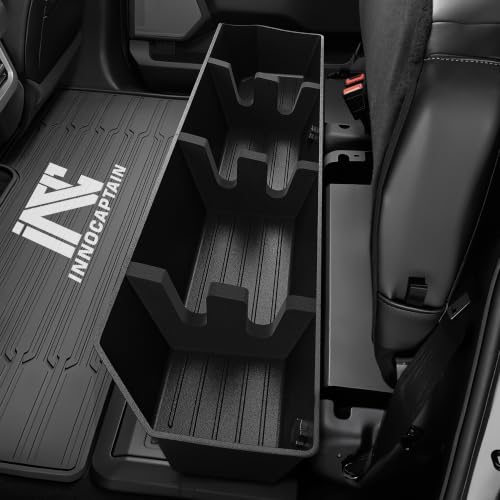 InnoCaptain Rear Truck Underseat Storage Box Fit 2017-2026 Ford F-250 F-350 Super Duty and 2015-2026 Ford F-150 SuperCrew Crew Cab Heavy Duty Rear Under Back Seat Box Organizer Anti Slip
