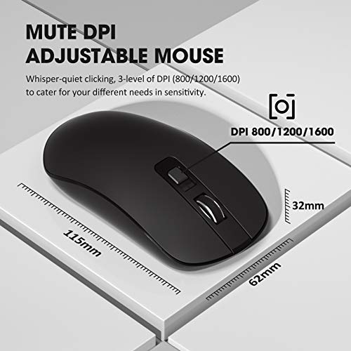 VicTsing Wireless Keyboard and Mouse Combo [Energy Saving], 3 Level DPI Adjustable Wireless Mouse and 2.4GHz Computer Keyboard, Independent On/Off Switch, Num/Caps/Power Indicator, Black - Thumbnail 6