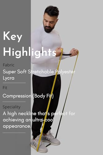 Image of Men Full Sleeves Slim Fit Compression High Neck Sports and Gym Tshirt
