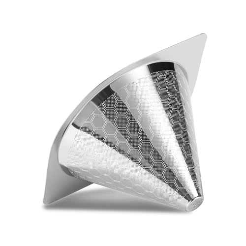 HAPYHOOM Reusable Stainless Steel Coffee Filter for Chemex 6/8/10 Cup, Bodum & Hario V60, Fine Mesh Paperless Pour Over Coffee Dripper